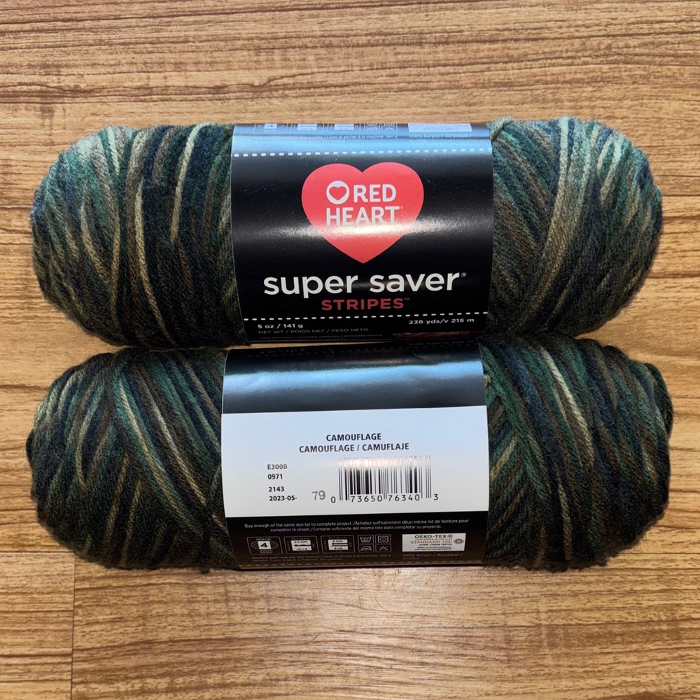Red Heart Super Saver Stripes Yarn - Camouflage (NWT)